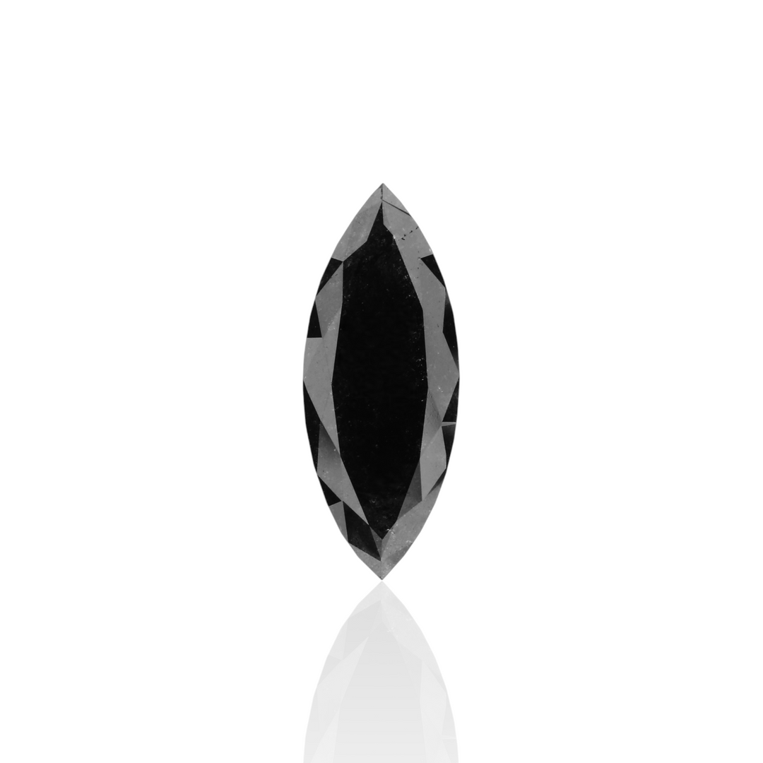 1.45 Carat Natural Black Marquise Diamond GIA