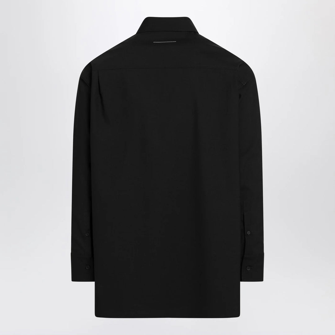 MM6 Maison Margiela - Black wool-blend shirt with label details