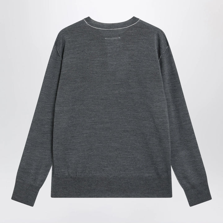 MM6 Maison Margiela - Grey wool sweater with Numeric logo
