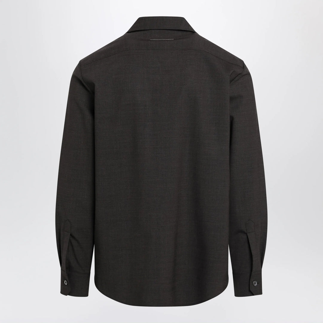MM6 Maison Margiela - Two-tone brown shirt in wool blend Brand Apparel &amp; Accessories > Clothing > Shirts &amp; Tops