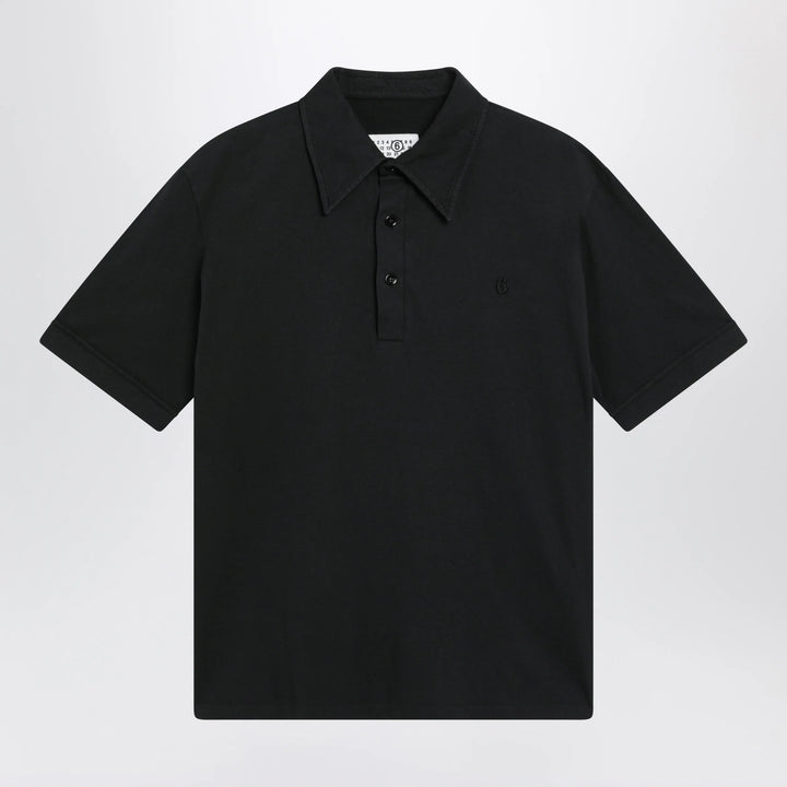 MM6 Maison Margiela - Black cotton polo shirt