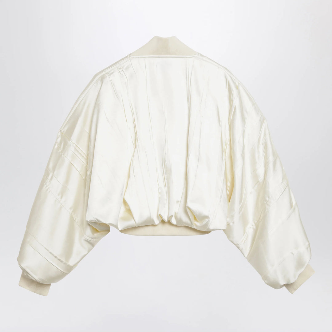 Sportmax - Ivory pleated satin bomber jacket