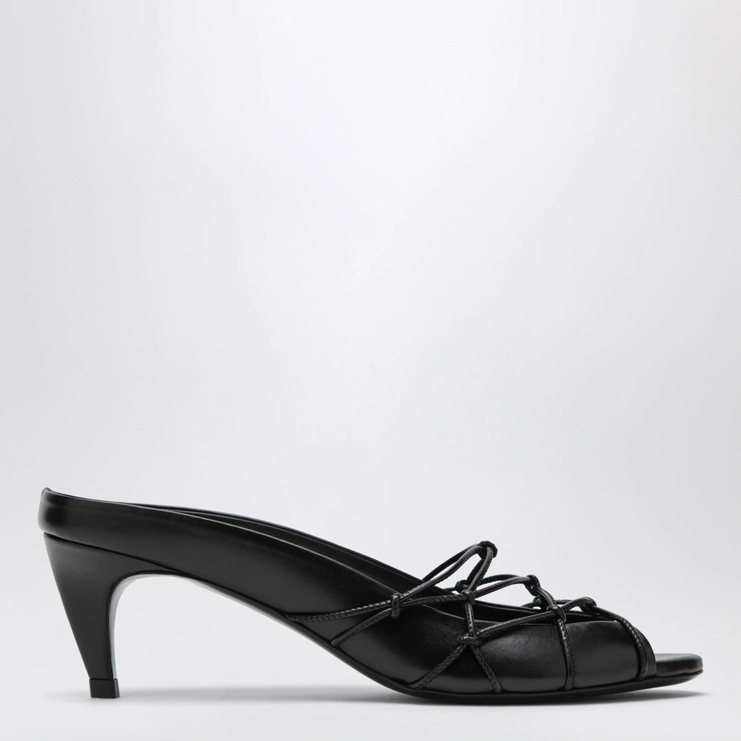 Jude - Knotty black leather slide sandals