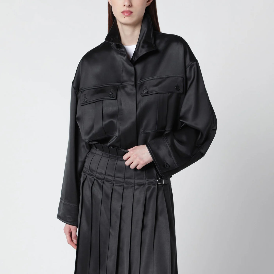 Durazzi Milano - Dark grey glossy viscose shirt jacket