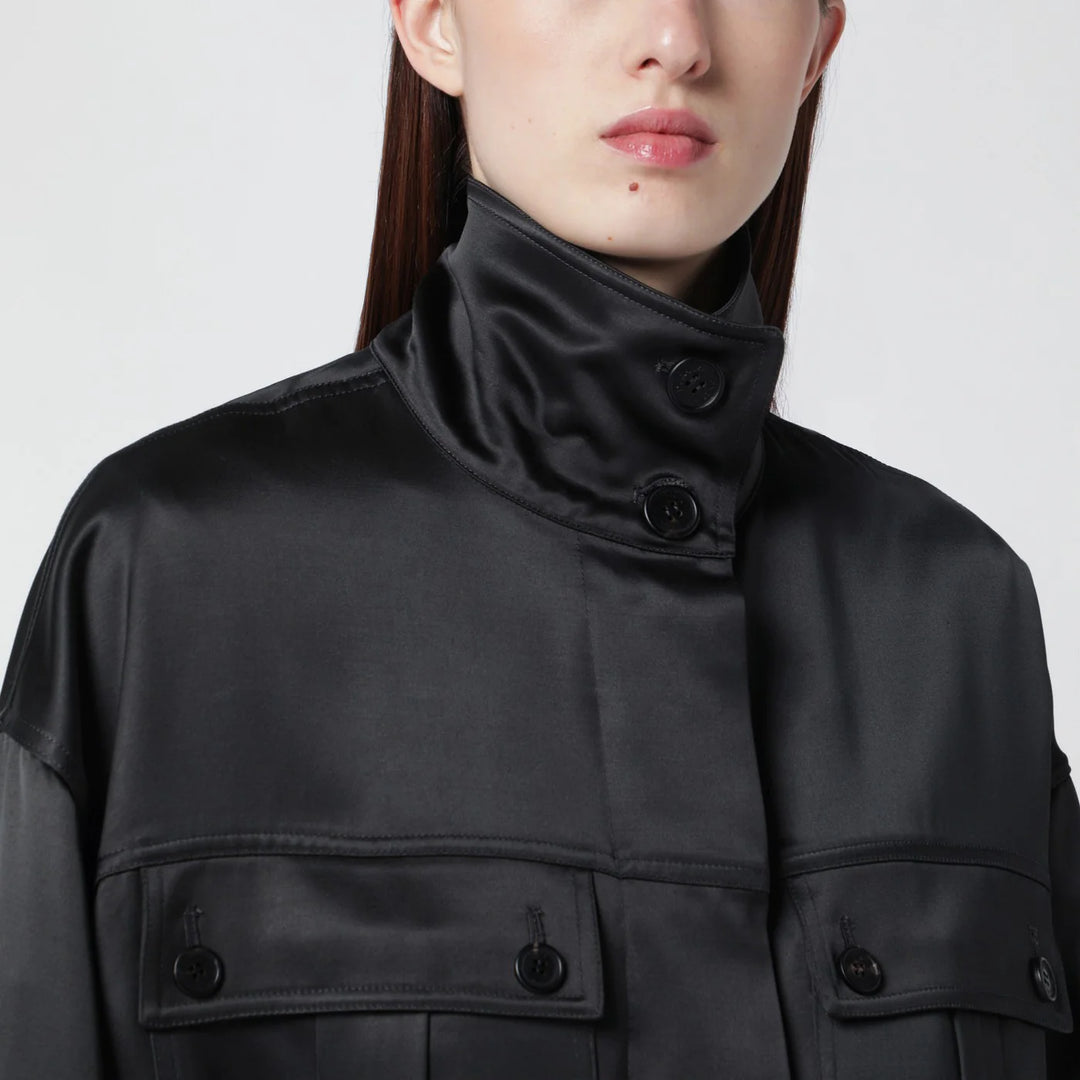 Durazzi Milano - Dark grey glossy viscose shirt jacket