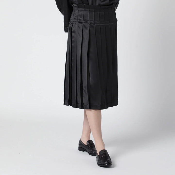 Durazzi Milano - Dark grey glossy viscose pleated skirt