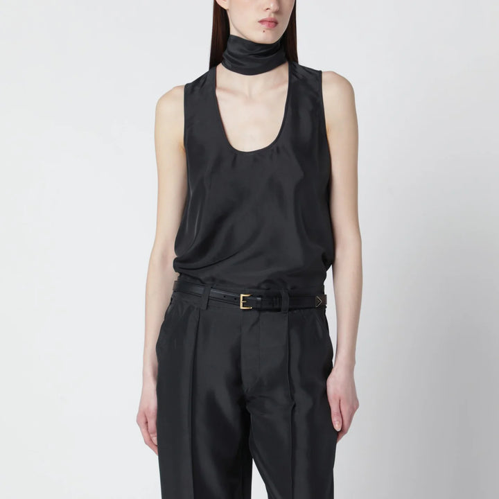 Durazzi Milano - Dark grey silk tank top with scarf