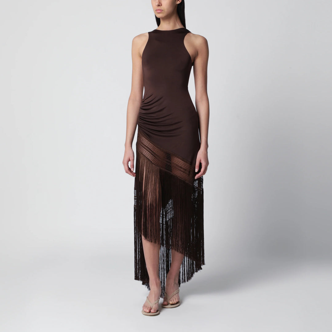 THE ANDAMANE - Marisol sleeveless maxi dress in jersey, dark brown