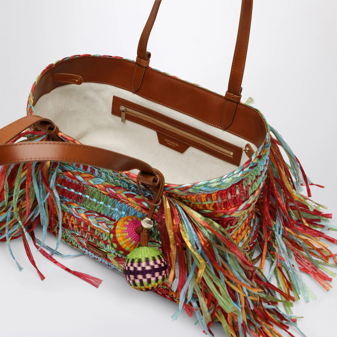 Aquazzura - Trancoso tote bag in raffia, multicolor