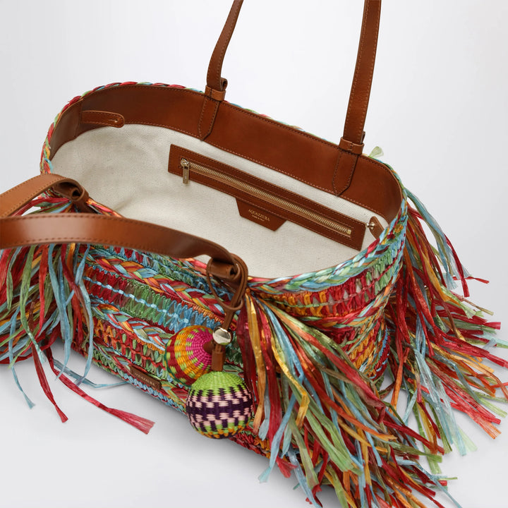 Aquazzura - Trancoso tote bag in raffia, multicolor
