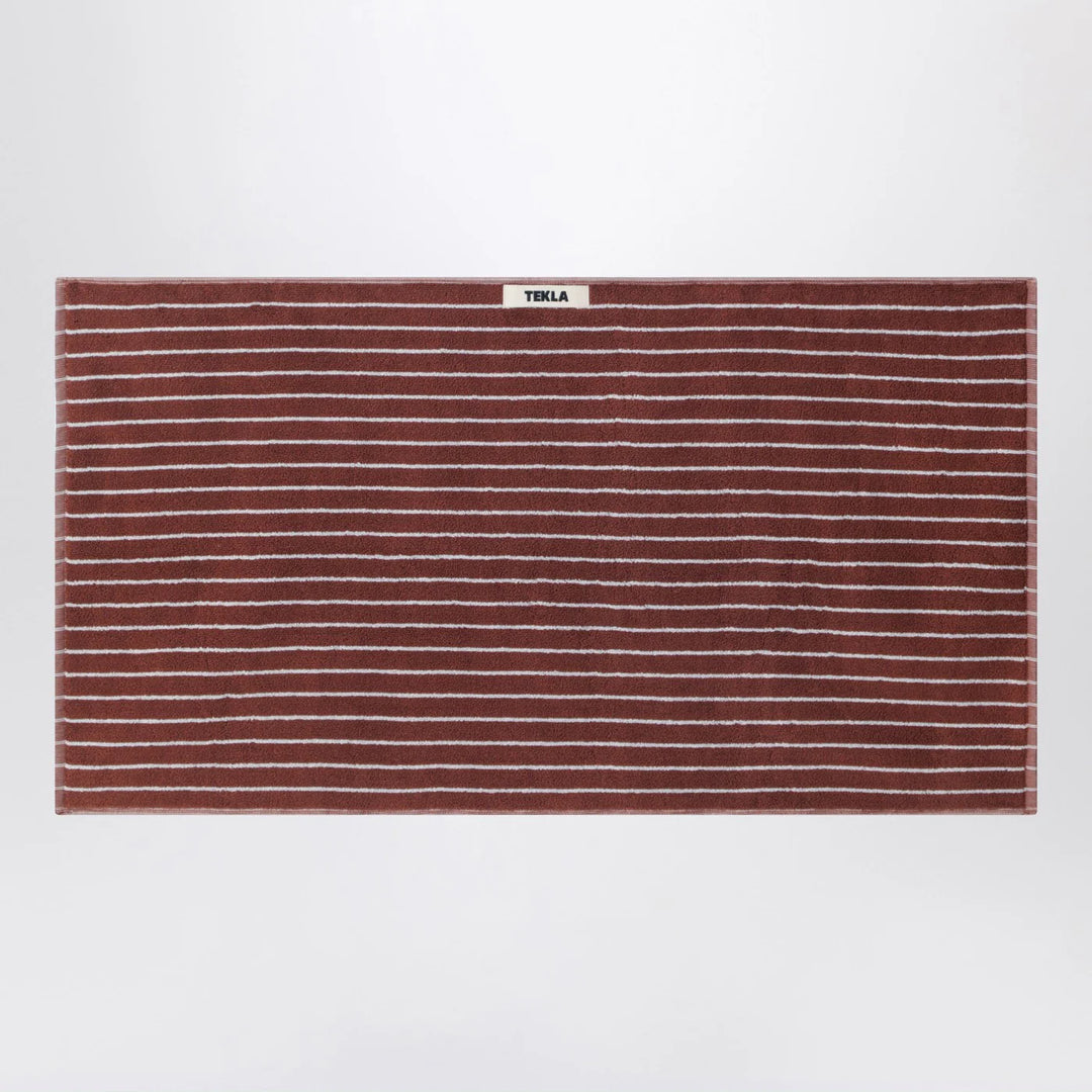 Tekla - Striped reddish-brown bath towel 50x90 cm