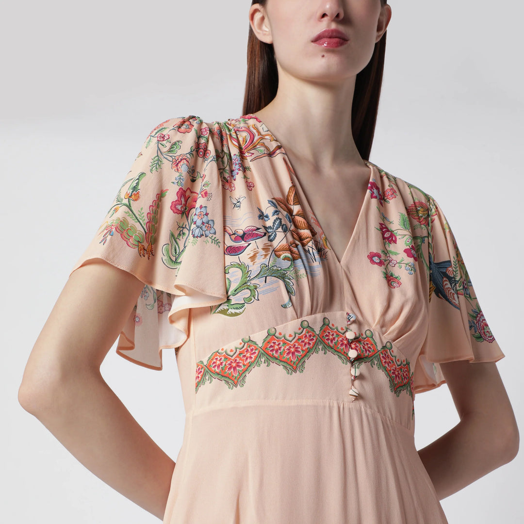 ETRO - Long blush pink dress with floral print