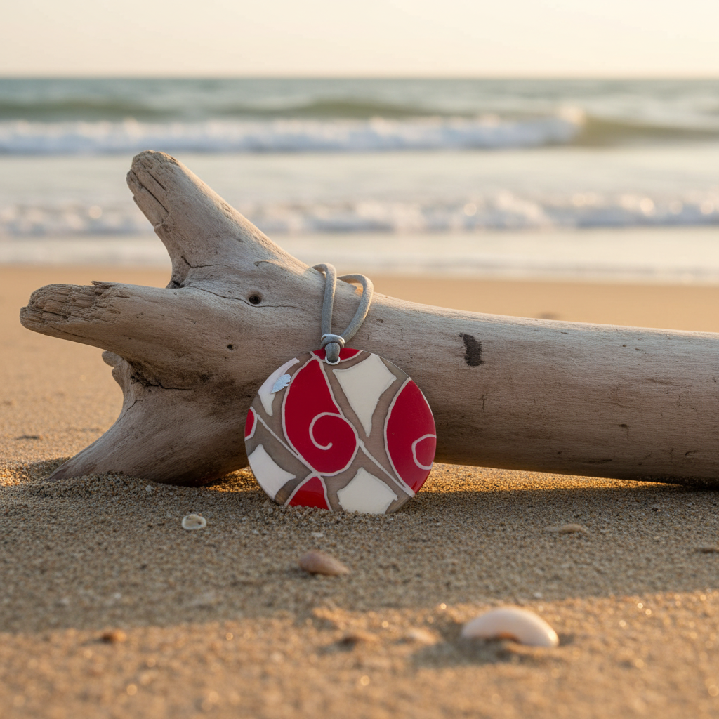 Batik Pendant on Driftwood