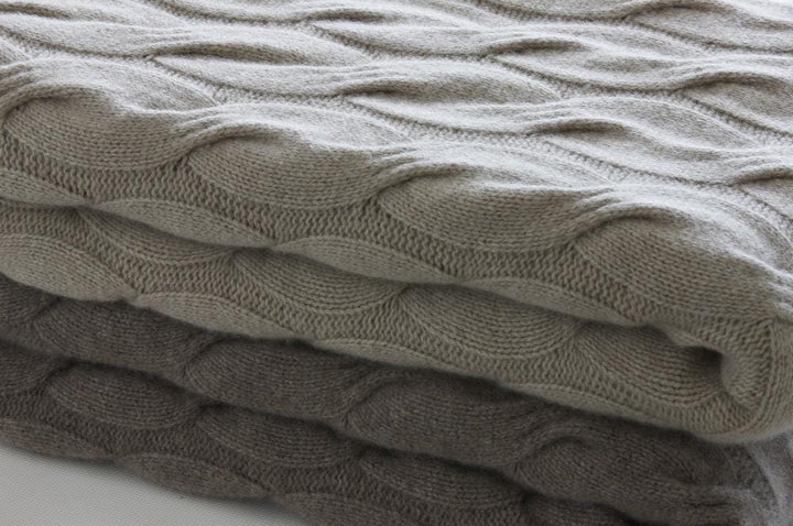 Bemboka ANGORA & MERINO WOOL THROWS 130x230cm Mocha Bemboka Chunky Cable Angora & Merino Wool Throw - Pre-Shrunk Brand