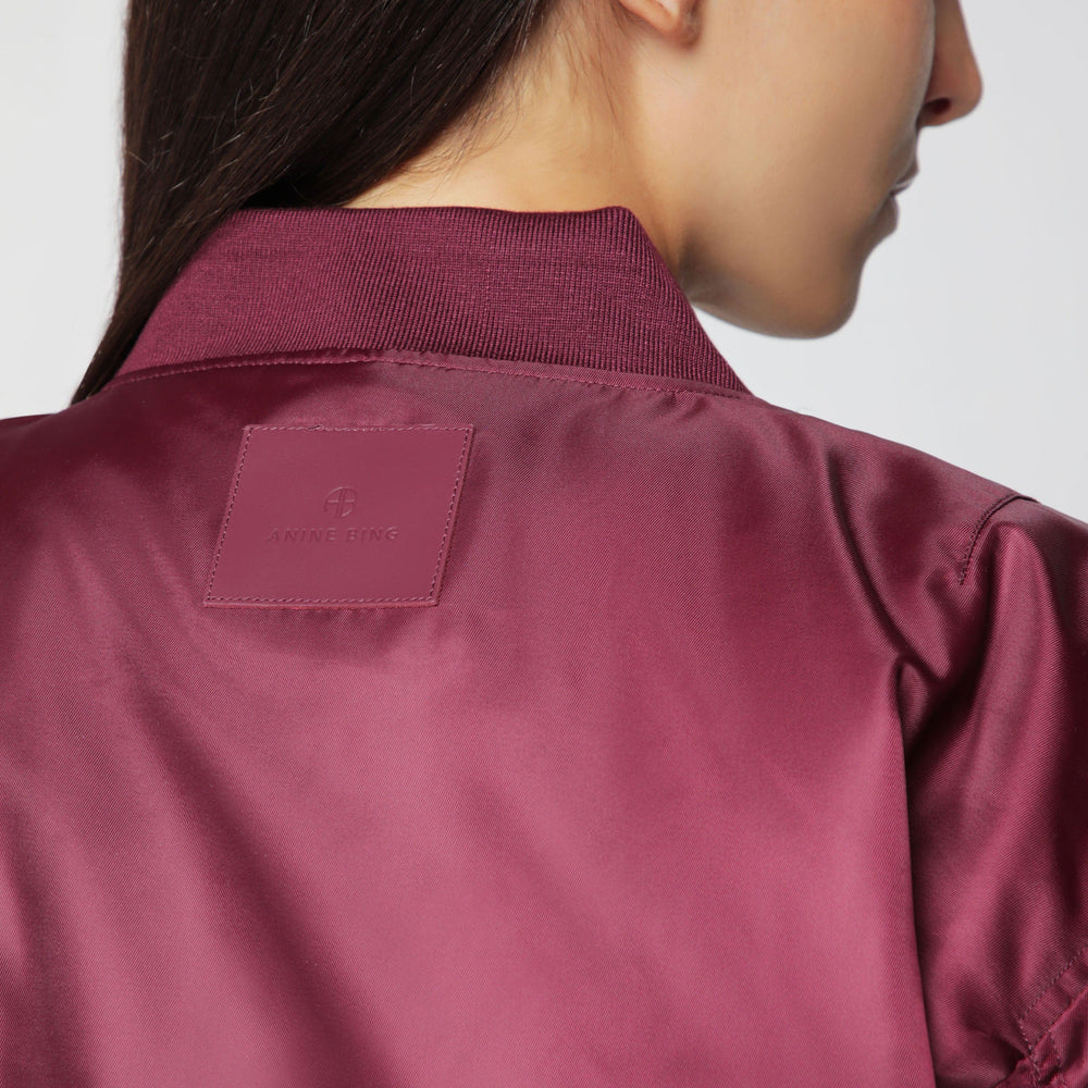 ANINE BING - Leon zip-up bomber jacket in burgundy Brand