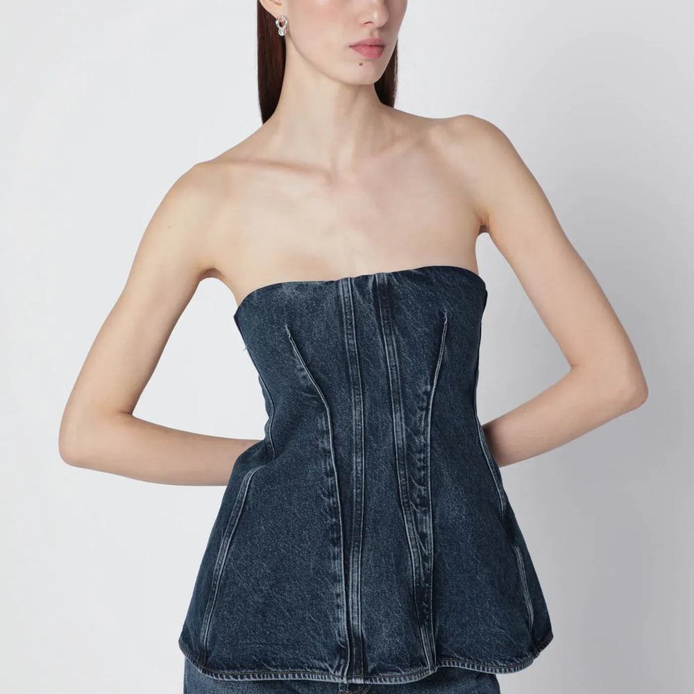 AGOLDE - Blue Lara denim corset Brand Apparel & Accessories