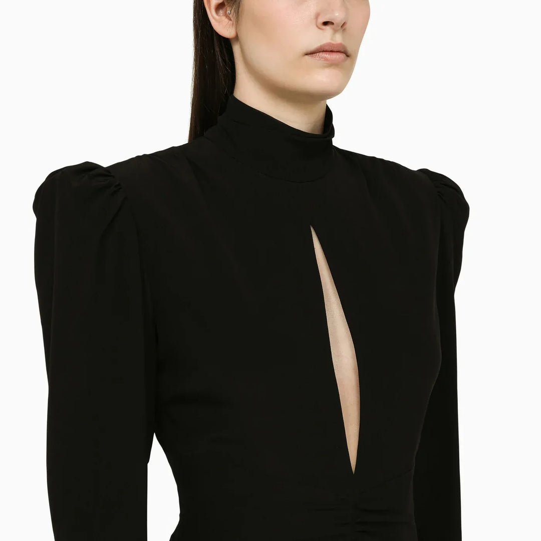 Alessandra Rich - Black draped silk minidress Brand Apparel &amp; Accessories 44  IT