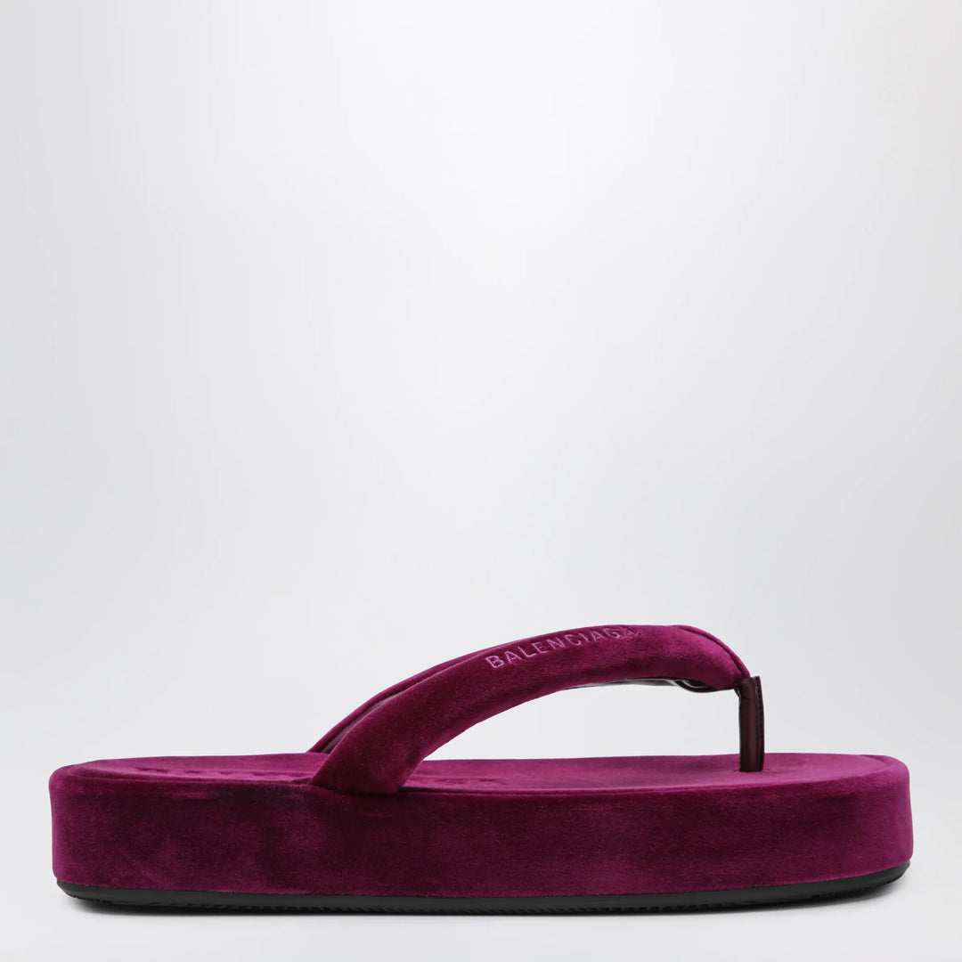 Balenciaga - Jet Lag stretch velvet flip-flops in purple Brand Apparel &amp; Accessories 36 IT