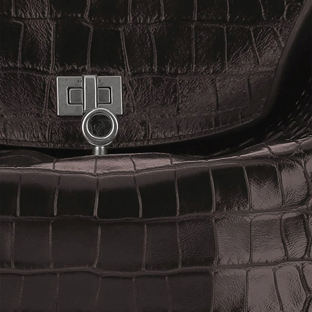 Balenciaga - Rodeo mini handbag in espresso crocodile-embossed leather Brand Apparel &amp; Accessories TU
