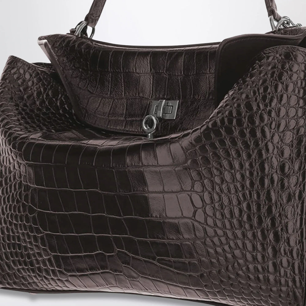 Balenciaga - Rodeo mini handbag in espresso crocodile-embossed leather Brand Apparel & Accessories TU