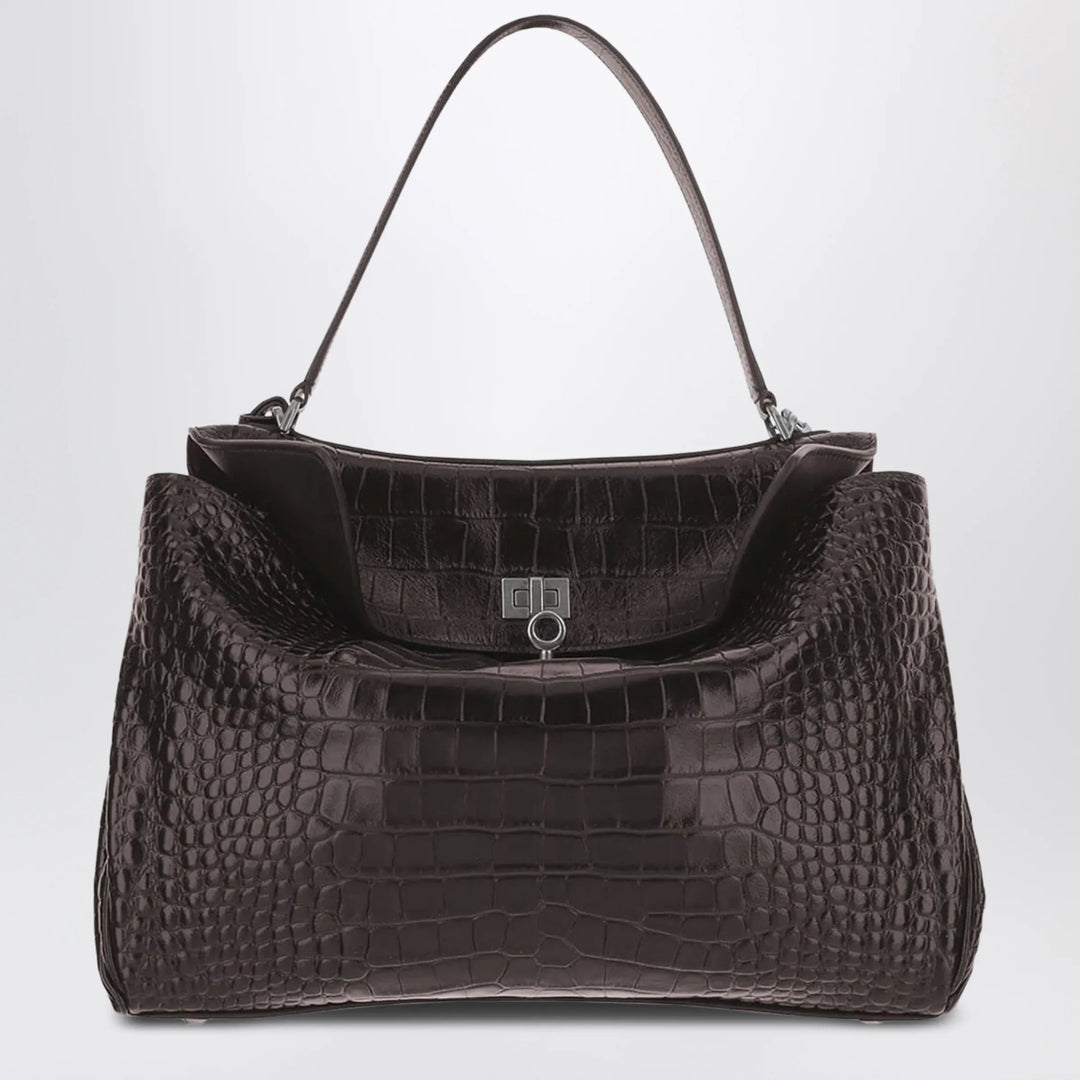 Balenciaga - Rodeo mini handbag in espresso crocodile-embossed leather Brand Apparel &amp; Accessories TU