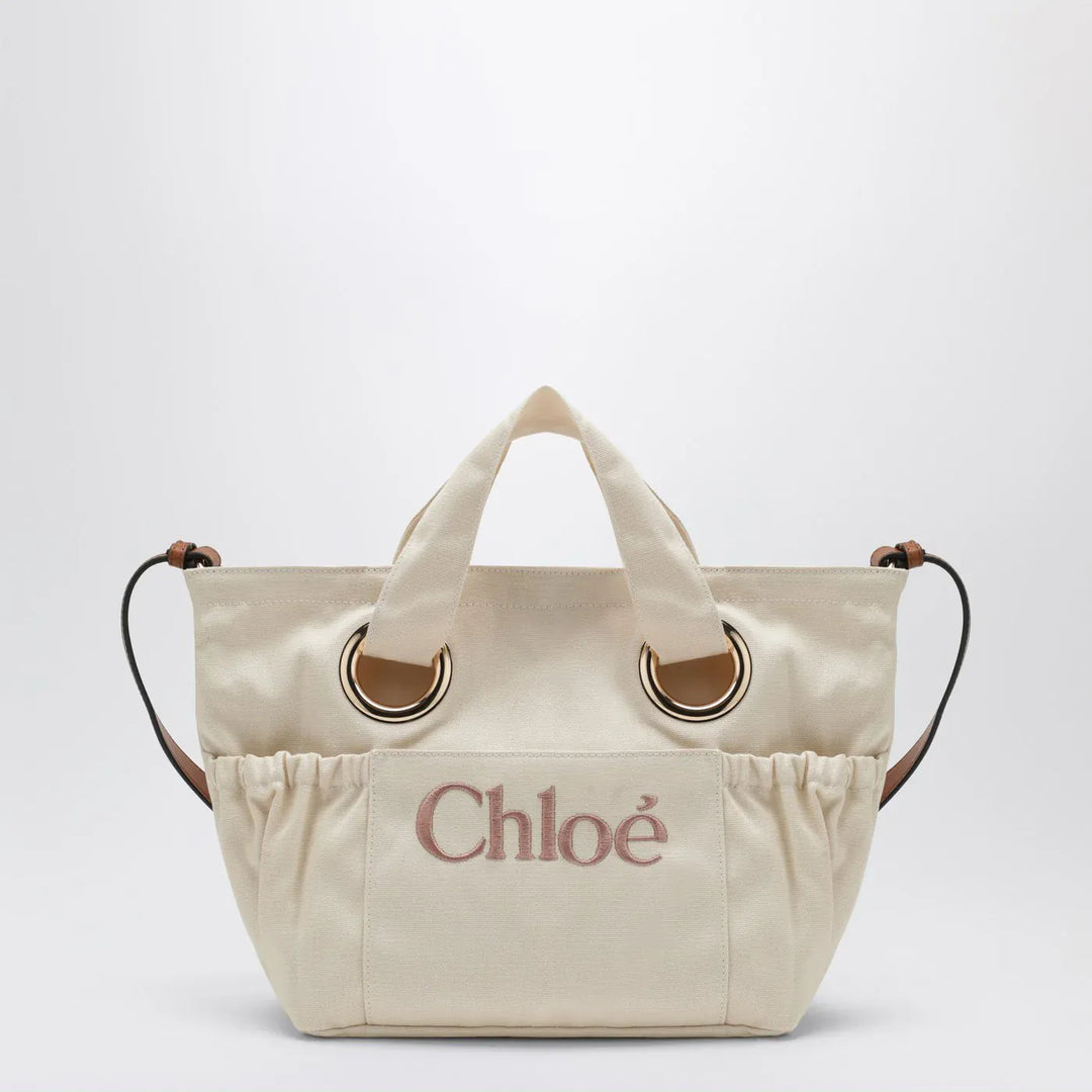 Chloé - Ivory tote bag with logo embroidery Brand Apparel &amp; Accessories TU