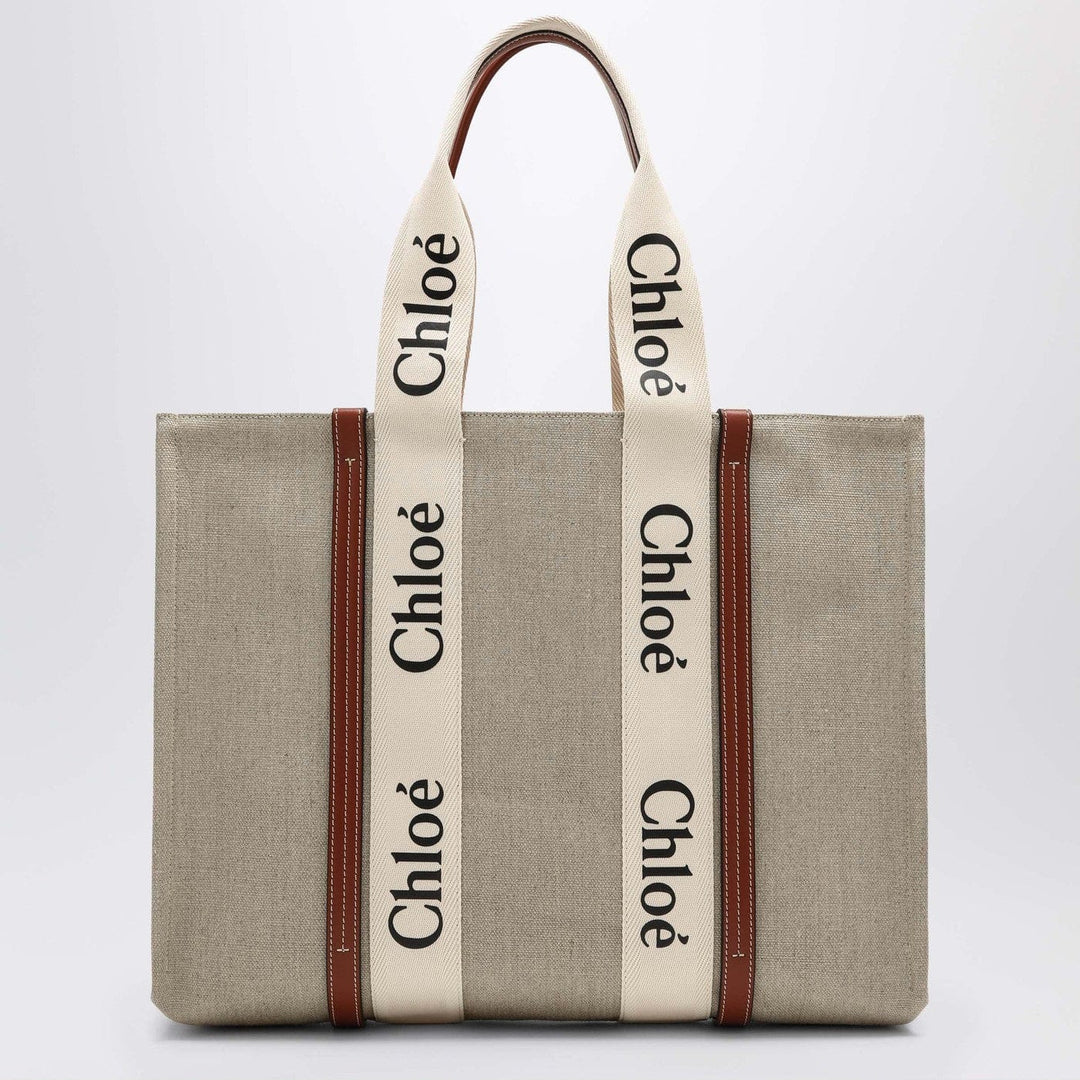 Apparel & Accessories TU Chloé - Large Woody tote bag in beige canvas Brand