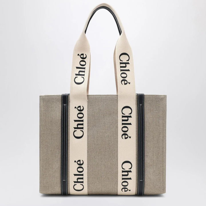 Chloé - Medium Woody tote bag in beige canvas Brand Apparel &amp; Accessories TU