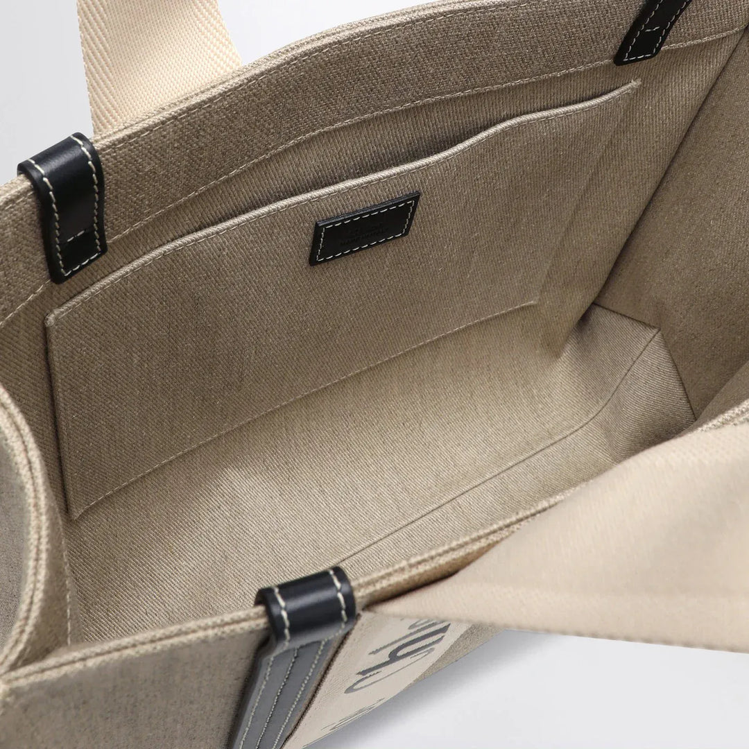 Chloé - Medium Woody tote bag in beige canvas Brand Apparel &amp; Accessories TU