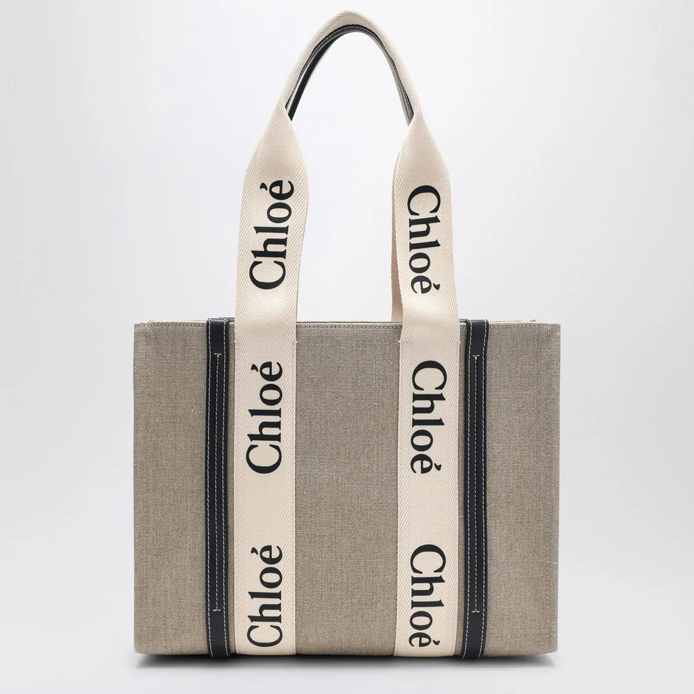 Chloé - Medium Woody tote bag in beige canvas Brand Apparel & Accessories TU