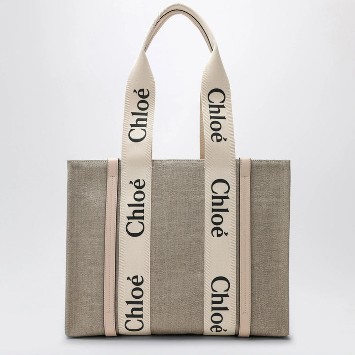 Chloé - Medium Woody tote bag in beige canvas Brand Apparel &amp; Accessories TU