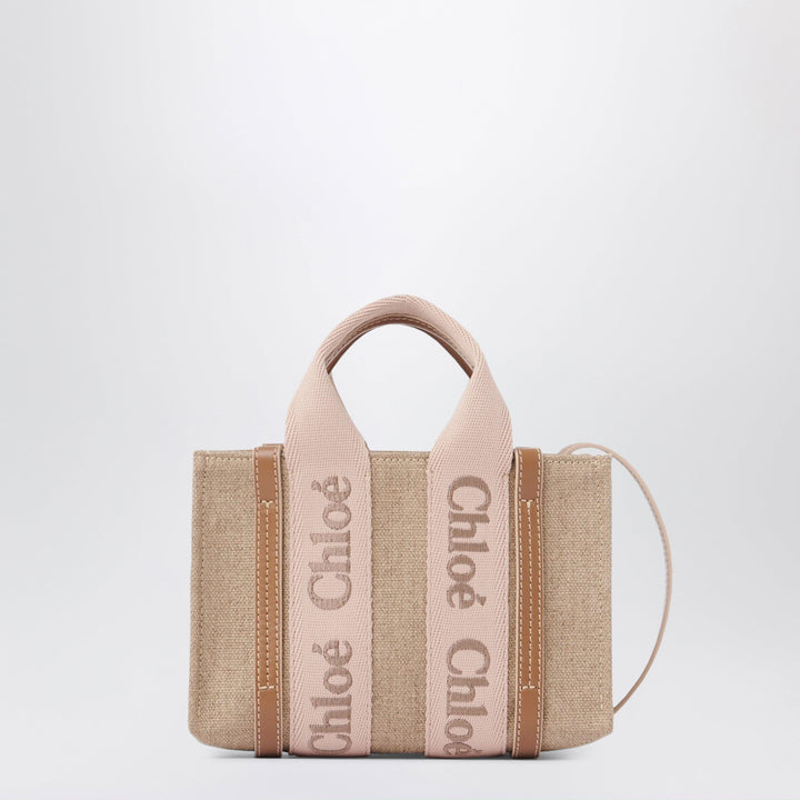 Apparel &amp; Accessories TU Chloé - Small Woody tote bag in linen Blushy beige Brand