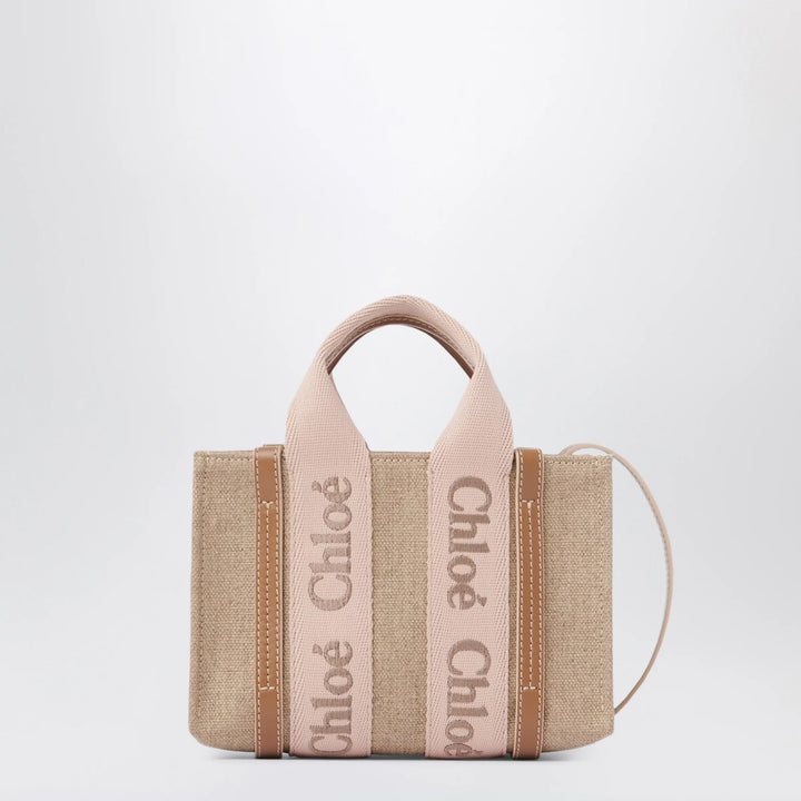Chloé - Small Woody tote bag in linen Blushy beige Brand Apparel &amp; Accessories TU