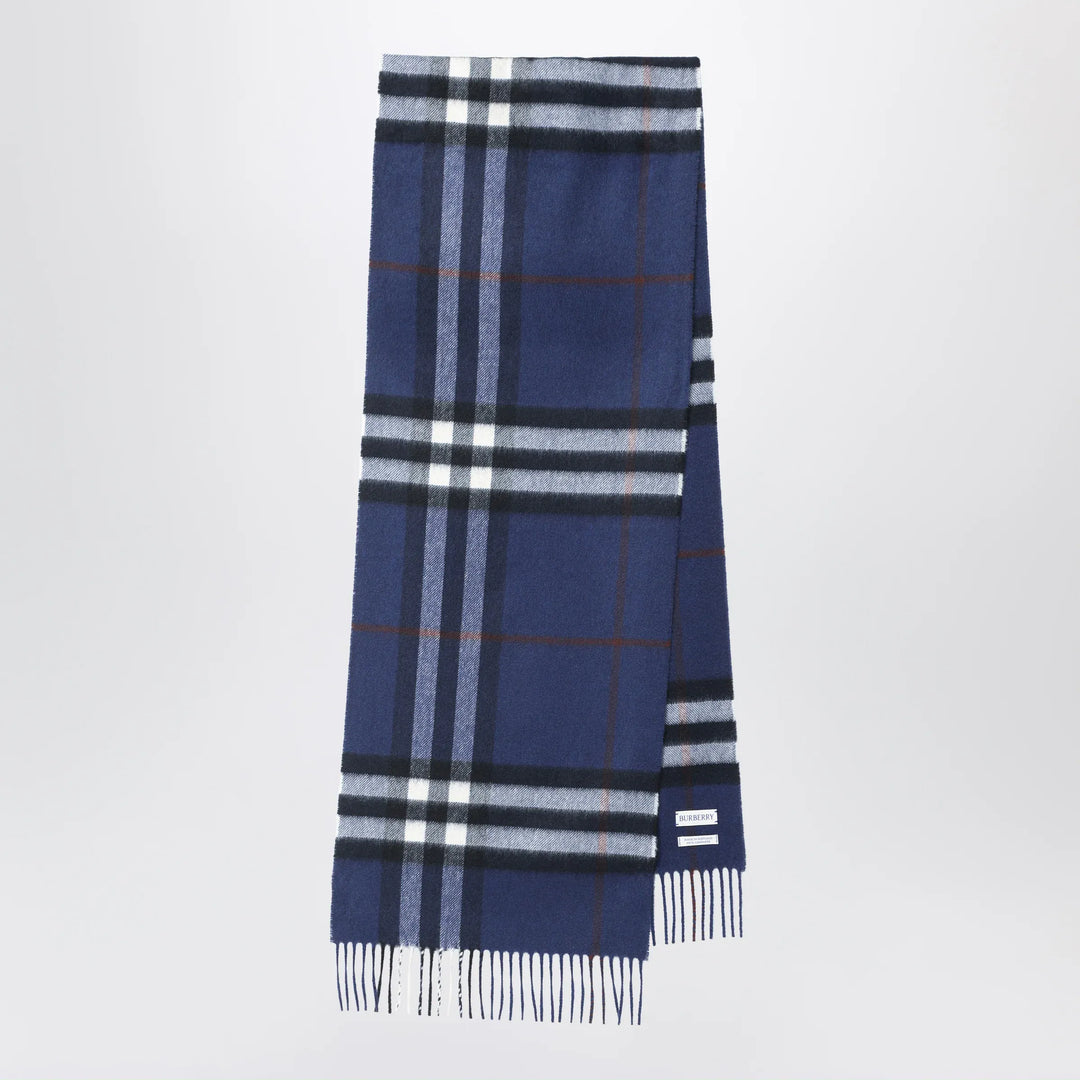Burberry - Blue cashmere scarf with a checked pattern Brand Apparel & Accessories > Clothing Accessories > Scarves & Shawls TU