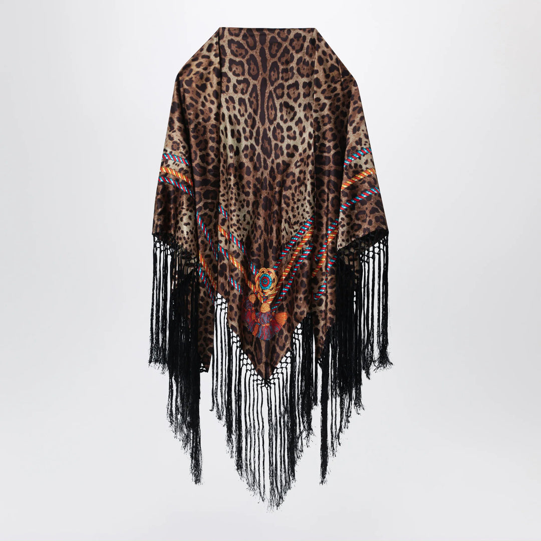 Dolce&amp;Gabbana - Silk shawl with leopard print and fringes Brand Apparel &amp; Accessories > Clothing Accessories > Scarves &amp; Shawls TU