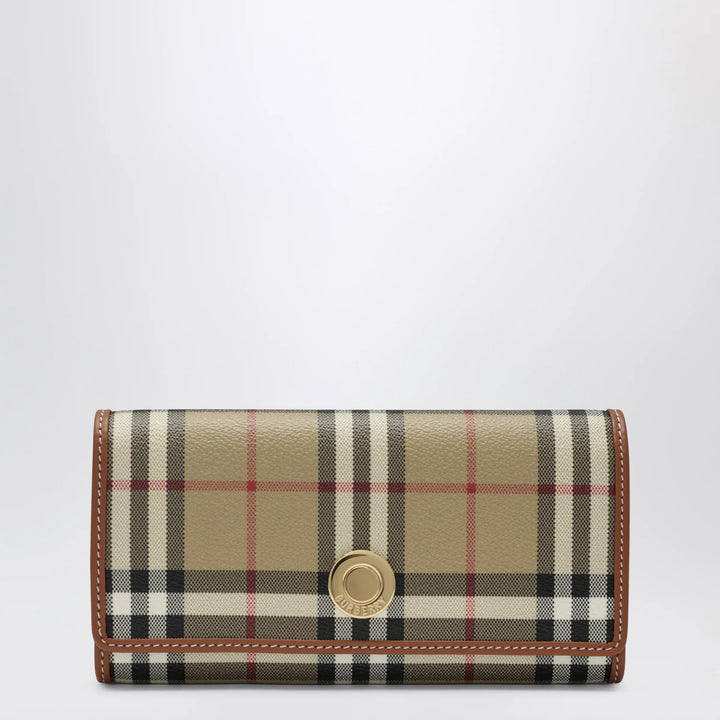 Burberry - Check continental wallet in coated cotton blend, beige Brand Apparel &amp; Accessories > Clothing > Outerwear > Coats &amp; Jackets TU
