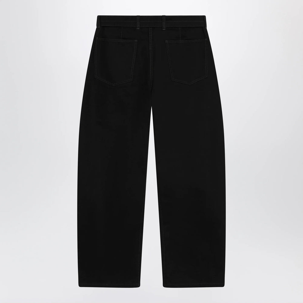 LEMAIRE - Black cotton trousers with belt Brand Apparel & Accessories > Clothing > Pants