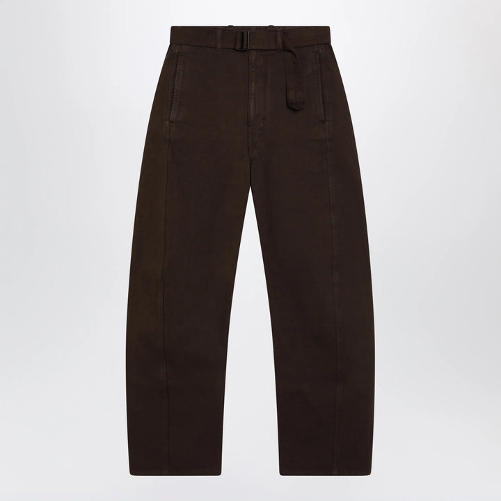 LEMAIRE - Brown cotton trousers with belt Brand Apparel &amp; Accessories > Clothing > Pants S
