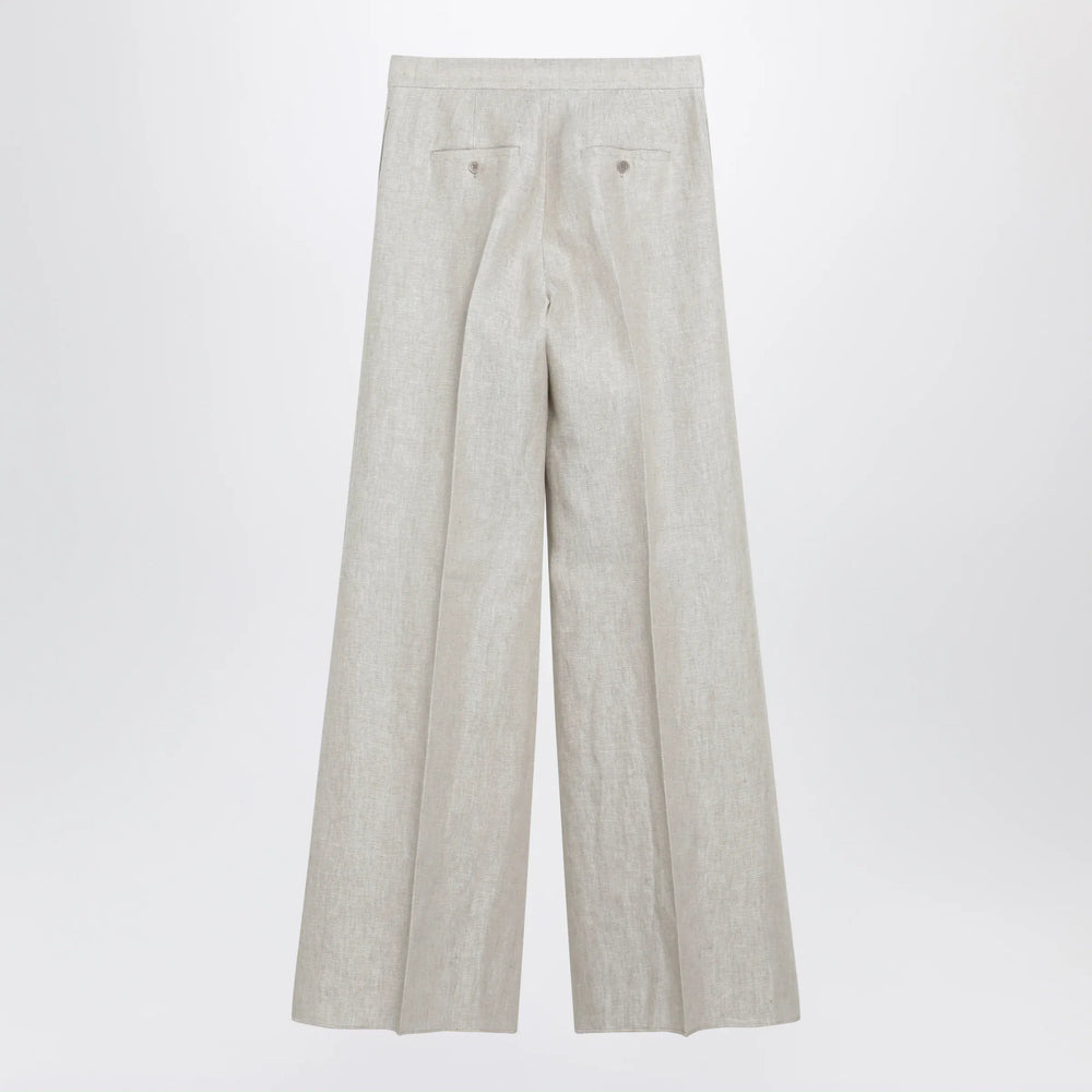 Max Mara - Wide-leg trousers in brown/grey linen drill Brand Apparel & Accessories > Clothing > Pants