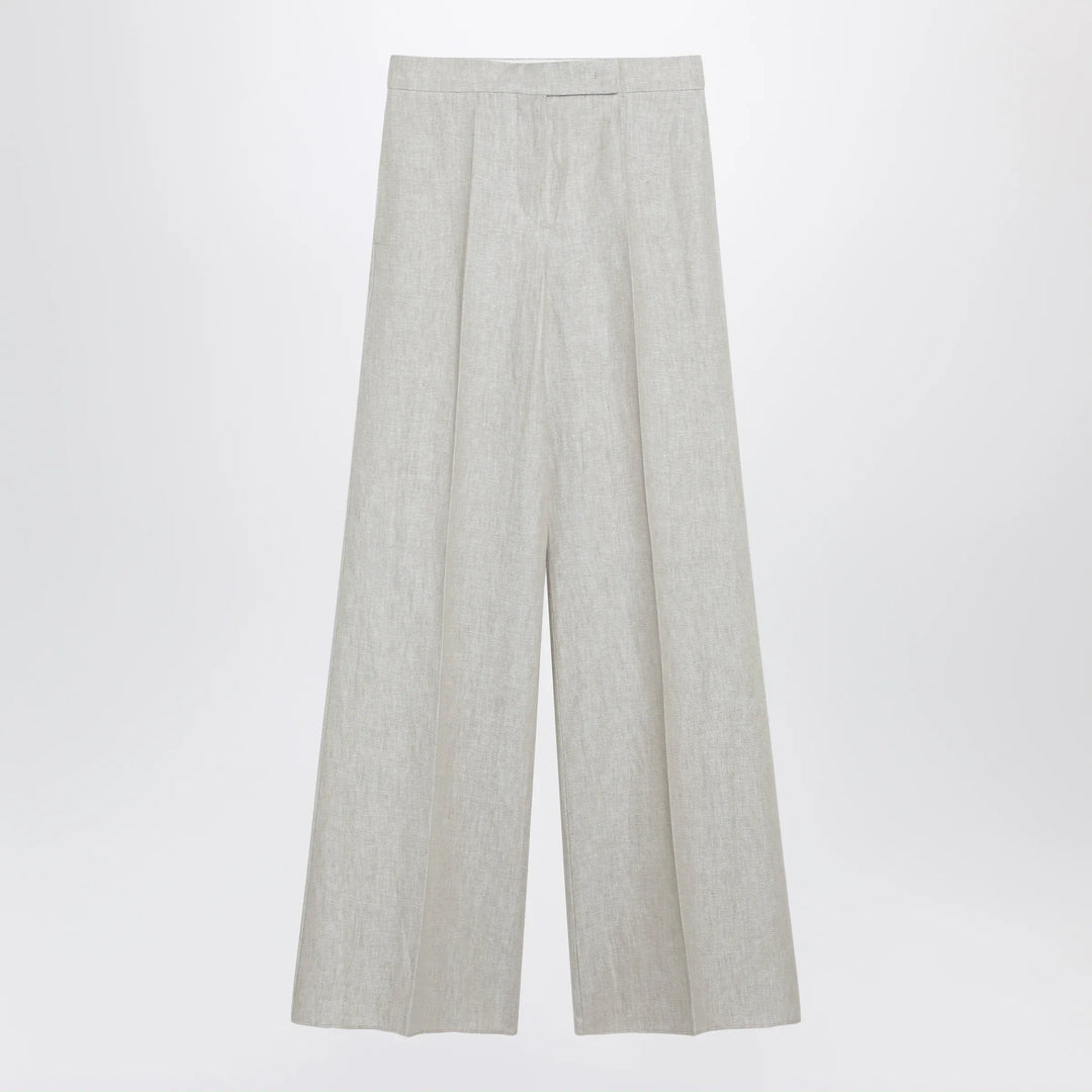 Max Mara - Wide-leg trousers in brown/grey linen drill Brand Apparel &amp; Accessories > Clothing > Pants 40  IT