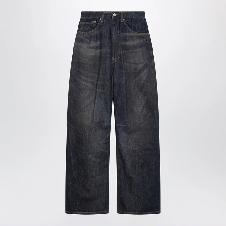 MM6 Maison Margiela - Dark blue wide-leg jeans with worn effect Brand Apparel &amp; Accessories > Clothing > Pants