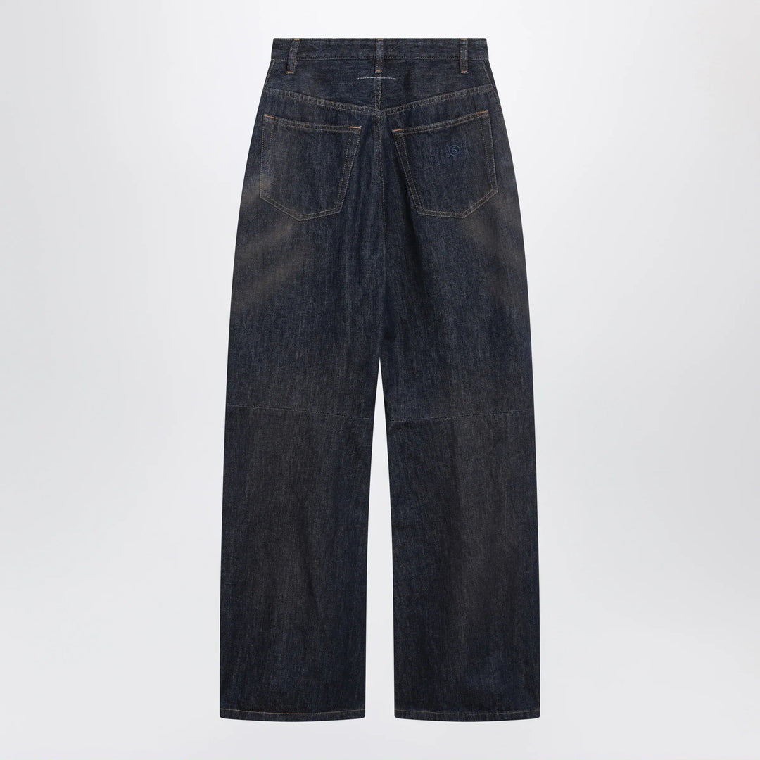 MM6 Maison Margiela - Dark blue wide-leg jeans with worn effect Brand Apparel &amp; Accessories > Clothing > Pants