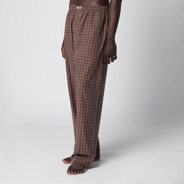Tekla - Serra-colored cotton pajama pants with check pattern Brand Apparel &amp; Accessories > Clothing > Pants