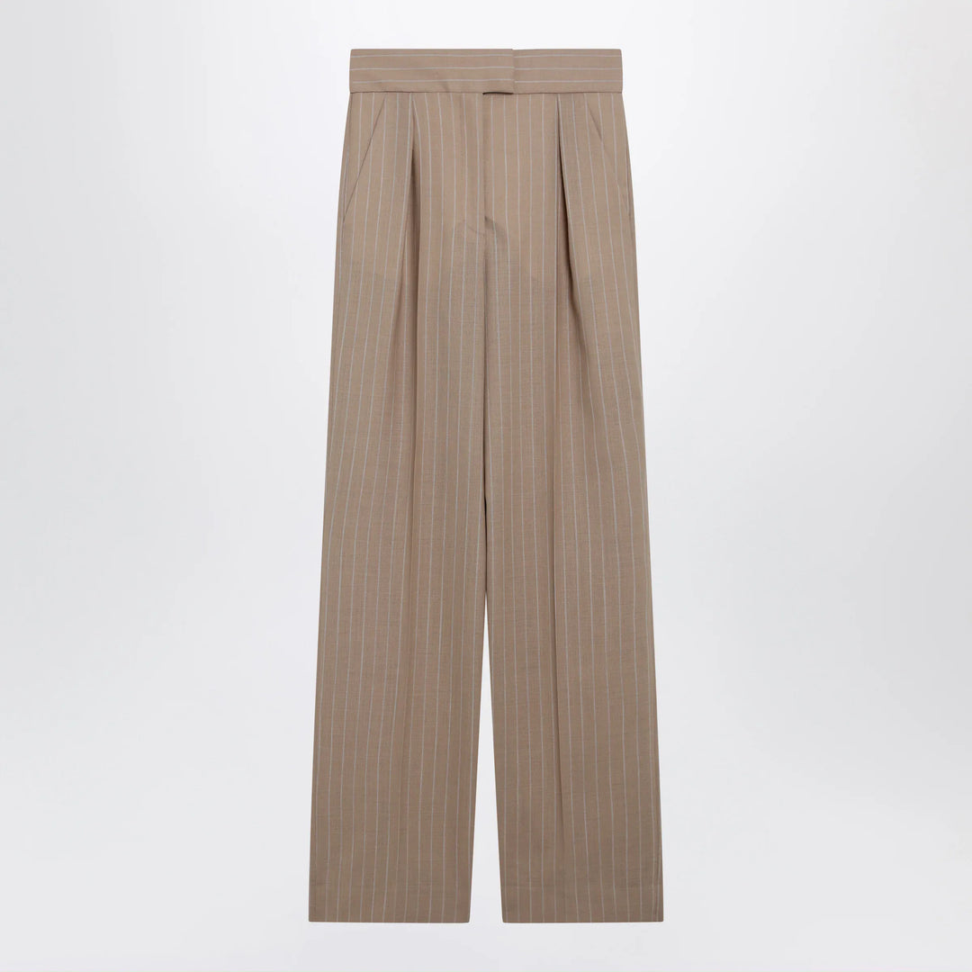 Valentino - Mud-colored pinstripe wool trousers Brand Apparel &amp; Accessories > Clothing > Pants