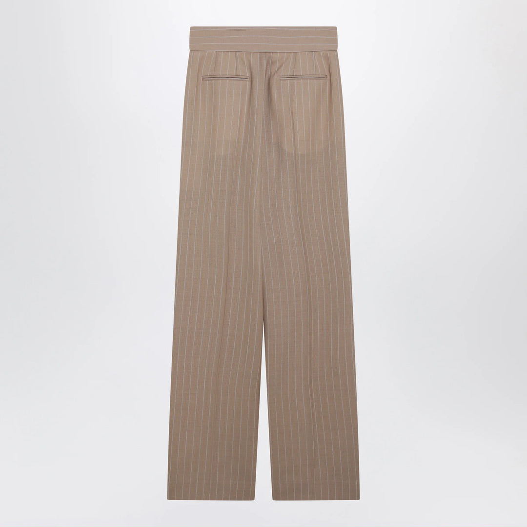 Valentino - Mud-colored pinstripe wool trousers Brand Apparel &amp; Accessories > Clothing > Pants 42  IT