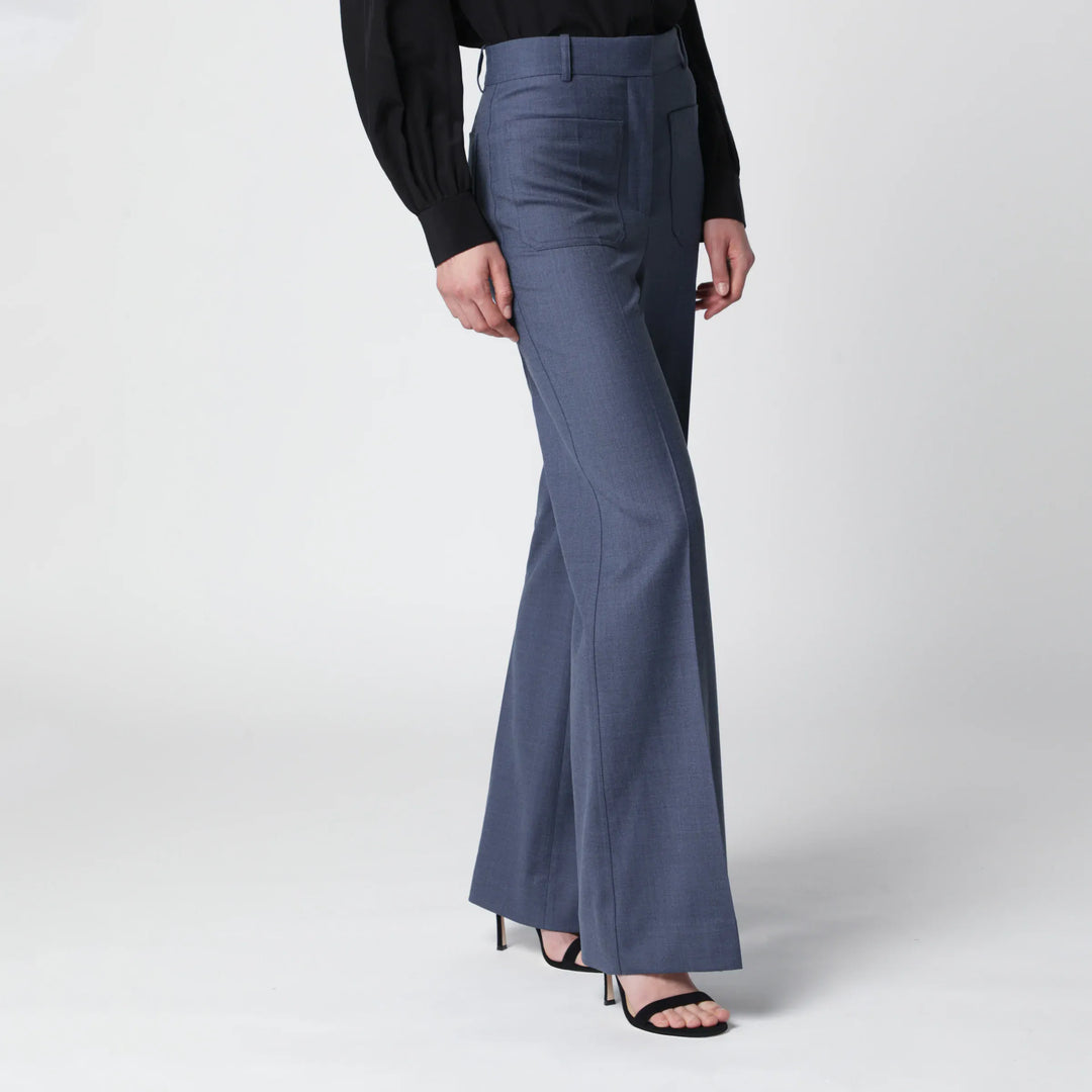 Victoria Beckham - Alina trousers in blue mélange wool blend Brand Apparel &amp; Accessories > Clothing > Pants 6 UK