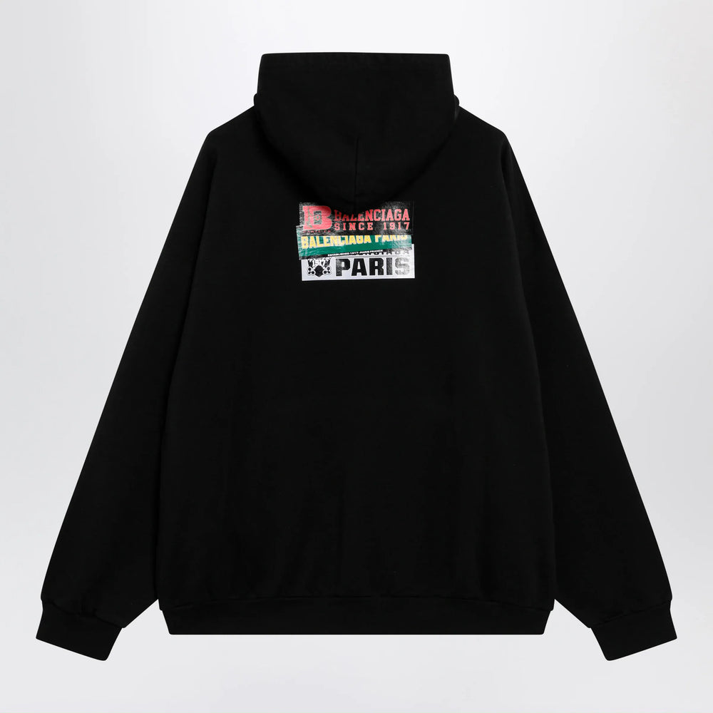 Balenciaga - Black hoodie with logo print Brand Apparel & Accessories > Clothing > Shirts & Tops