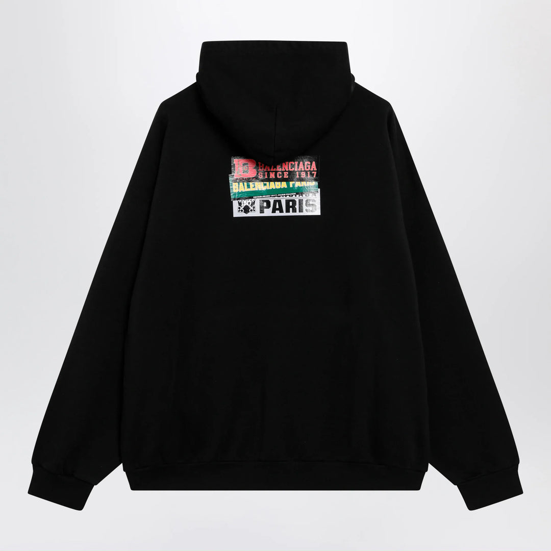 Balenciaga - Black hoodie with logo print Brand Apparel &amp; Accessories > Clothing > Shirts &amp; Tops