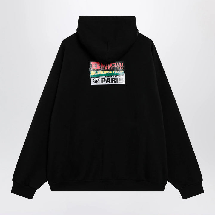 Balenciaga - Black hoodie with logo print Brand Apparel &amp; Accessories > Clothing > Shirts &amp; Tops