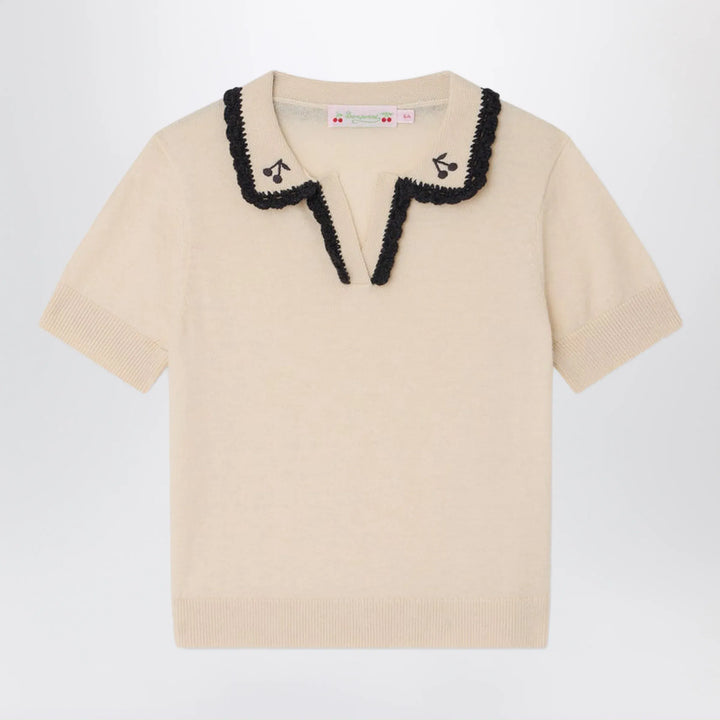 Bonpoint - Lisette écru wool and cotton blend sweater Brand Apparel &amp; Accessories > Clothing > Shirts &amp; Tops 6Y